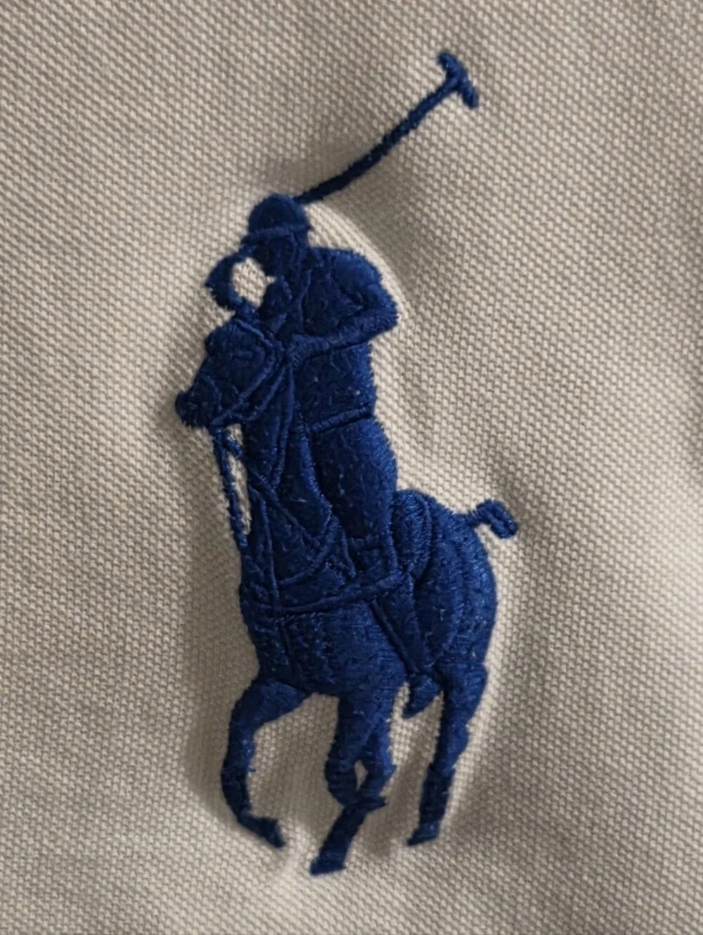 Ralph Lauren Big Pony Polo Shirt - Custom-Fit Size Large - White & Royal Blue